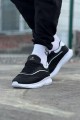 WG062 Erkek Günlük Bağcıklı Cilt Triko Spor Sneaker Ayakkabı CTBT - Siyah/Beyaz – Wagoon Erkek Ayakkabı