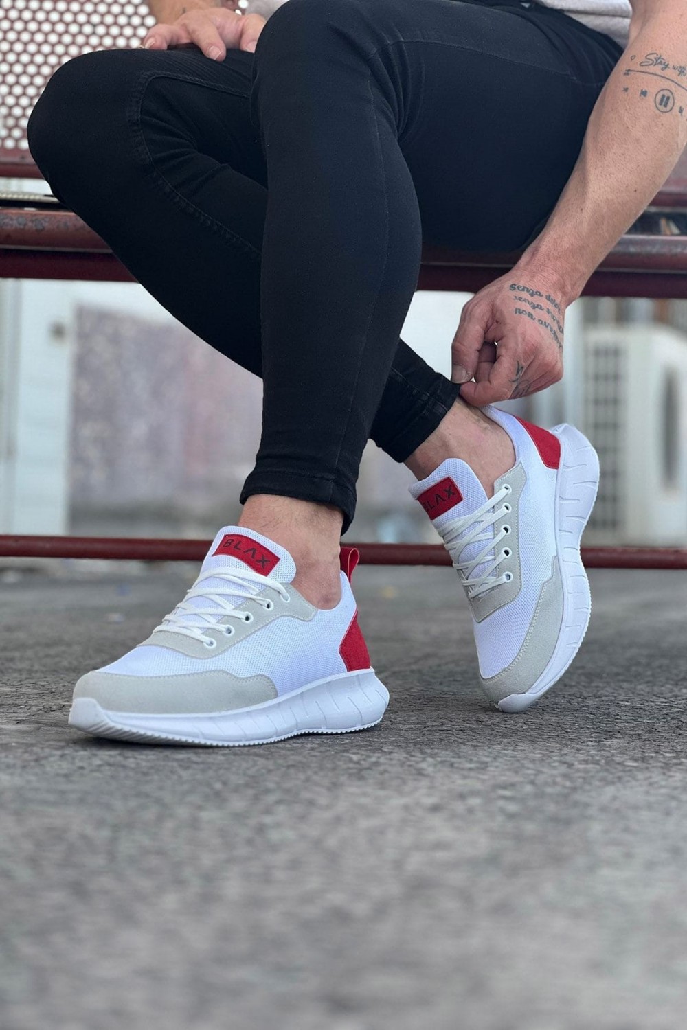 WG063 Erkek Günlük Bağcıklı Triko Süet Spor Sneaker Ayakkabı TSBT - Beyaz/Kırmızı Erkek Ayakkabı WG063 Erkek Günlük Bağcıklı Triko Süet Spor Sneaker Ayakkabı TSBT - Beyaz/Kırmızı – Wagoon Erkek Ayakkabı