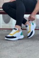 WG063 Erkek Günlük Bağcıklı Triko Süet Spor Sneaker Ayakkabı TSBT - Beyaz/Sarı – Wagoon Erkek Ayakkabı