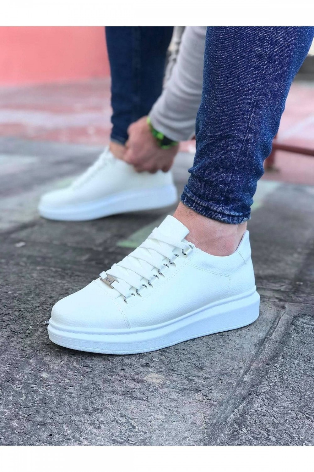 WG08 Erkek Günlük Bağcıklı Cilt Spor Sneaker Ayakkabı CBT - Beyaz Erkek Ayakkabı WG08 Erkek Günlük Bağcıklı Cilt Spor Sneaker Ayakkabı CBT - Beyaz – Wagoon Erkek Ayakkabı