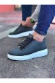 WG08 Erkek Günlük Bağcıklı Cilt Spor Sneaker Ayakkabı CBT - Gri