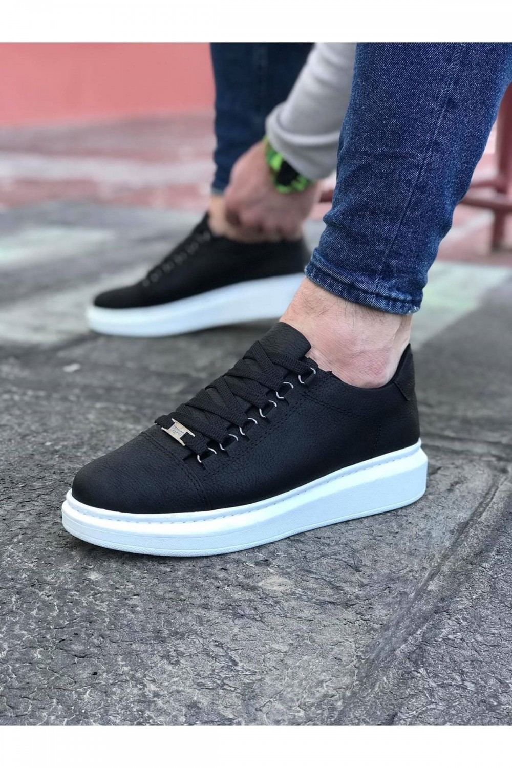WG08 Erkek Günlük Bağcıklı Cilt Spor Sneaker Ayakkabı CBT - Siyah Erkek Ayakkabı WG08 Erkek Günlük Bağcıklı Cilt Spor Sneaker Ayakkabı CBT - Siyah – Wagoon Erkek Ayakkabı