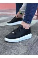 WG08 Erkek Günlük Bağcıklı Cilt Spor Sneaker Ayakkabı CBT - Siyah