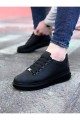 WG08 Erkek Günlük Bağcıklı Cilt Spor Sneaker Ayakkabı CST - Siyah