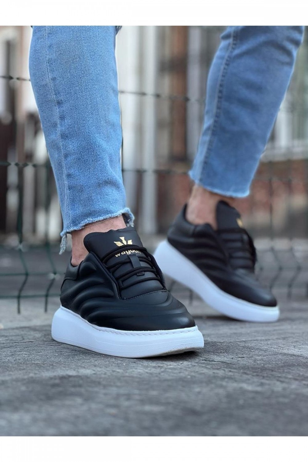WG094 Erkek Günlük Bağcıklı Cilt Spor Sneaker Ayakkabı CBT - Siyah Erkek Ayakkabı WG094 Erkek Günlük Bağcıklı Cilt Spor Sneaker Ayakkabı CBT - Siyah – Wagoon Erkek Ayakkabı