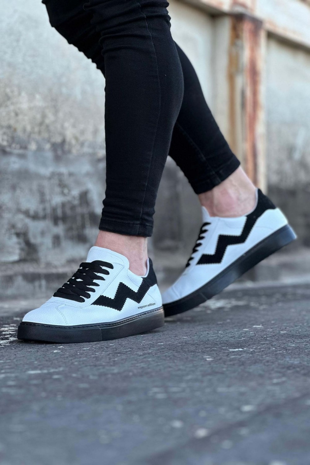 WG160 Erkek Günlük Bağcıklı Cilt Süet Spor Sneaker Ayakkabı CSST - Beyaz/Siyah Erkek Ayakkabı WG160 Erkek Günlük Bağcıklı Cilt Süet Spor Sneaker Ayakkabı CSST - Beyaz/Siyah – Wagoon Erkek Ayakkabı