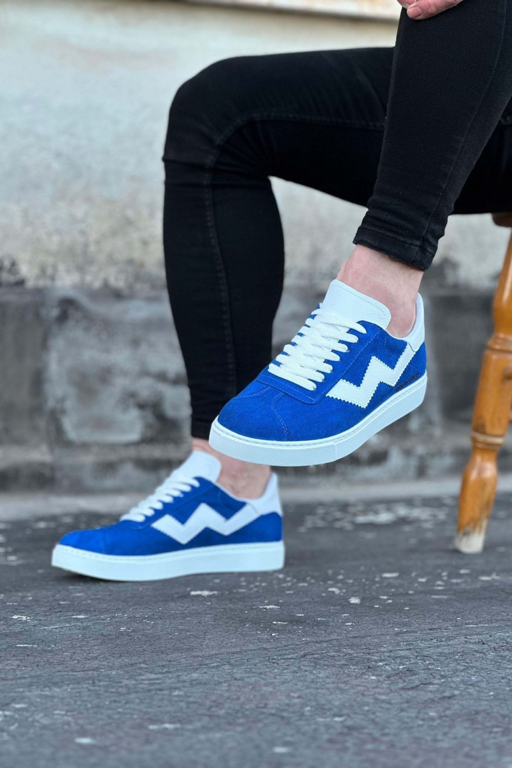WG160 Erkek Günlük Bağcıklı Süet Cilt Spor Sneaker Ayakkabı SCBT - Mavi/Beyaz – Wagoon Erkek Ayakkabı