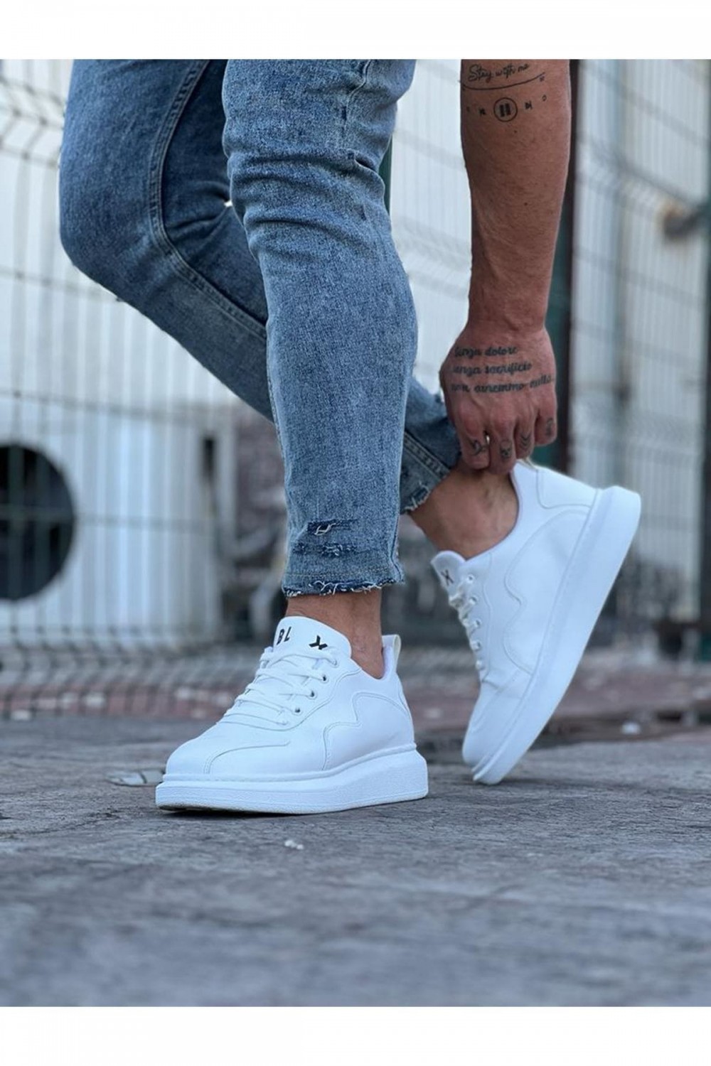WG301 Erkek Günlük Bağcıklı Cilt Spor Sneaker Ayakkabı CBT - Beyaz – Wagoon Erkek Ayakkabı