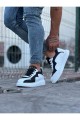 WG301 Erkek Günlük Bağcıklı Cilt Spor Sneaker Ayakkabı CBT - Beyaz/Siyah – Wagoon Erkek Ayakkabı