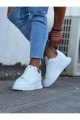WG501 Erkek Günlük Bağcıklı Cilt Spor Sneaker Ayakkabı CBT - Beyaz – Wagoon Erkek Ayakkabı