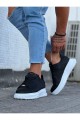 WG501 Erkek Günlük Bağcıklı Cilt Spor Sneaker Ayakkabı CBT - Siyah – Wagoon Erkek Ayakkabı