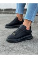 WG501 Erkek Günlük Bağcıklı Cilt Spor Sneaker Ayakkabı CST - Siyah