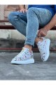 WG501 Erkek Günlük Bağcıklı Dergi Baskılı Cilt Spor Sneaker Ayakkabı CBT - Beyaz – Wagoon Erkek Ayakkabı