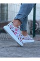 WG501 Erkek Günlük Bağcıklı Dergi Baskılı Cilt Spor Sneaker Ayakkabı CBT - Beyaz – Wagoon Erkek Ayakkabı