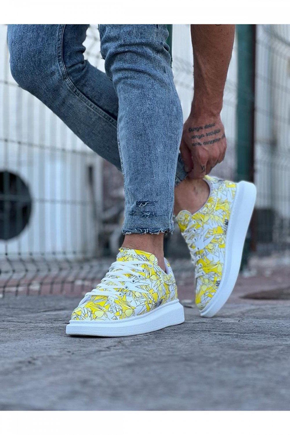 WG501 Erkek Günlük Bağcıklı Sarı Boyalı Cilt Spor Sneaker Ayakkabı CBT - Sarı Erkek Ayakkabı WG501 Erkek Günlük Bağcıklı Sarı Boyalı Cilt Spor Sneaker Ayakkabı CBT - Sarı – Wagoon Erkek Ayakkabı