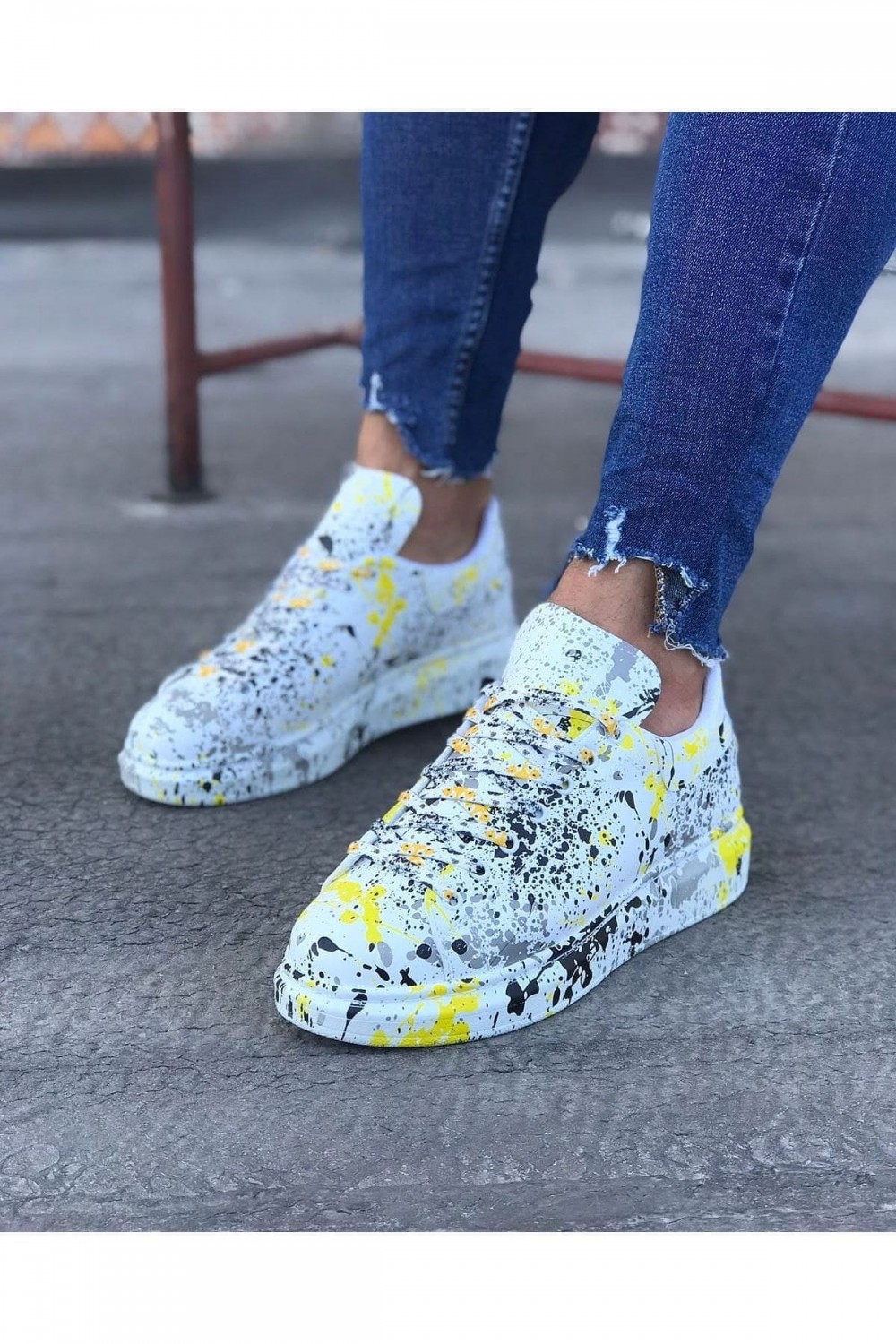 WG501 Erkek Günlük Bağcıklı Sarı Boyalı Cilt Spor Sneaker Ayakkabı CRT - Sarı Erkek Ayakkabı WG501 Erkek Günlük Bağcıklı Sarı Boyalı Cilt Spor Sneaker Ayakkabı CRT - Sarı – Wagoon Erkek Ayakkabı