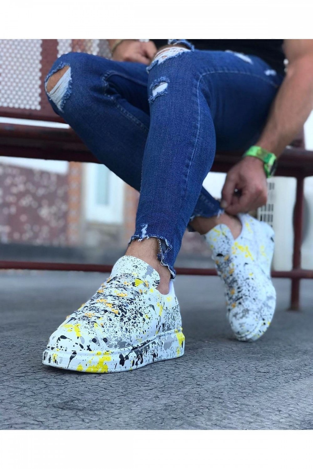 WG501 Erkek Günlük Bağcıklı Sarı Boyalı Cilt Spor Sneaker Ayakkabı CRT - Sarı Erkek Ayakkabı WG501 Erkek Günlük Bağcıklı Sarı Boyalı Cilt Spor Sneaker Ayakkabı CRT - Sarı – Wagoon Erkek Ayakkabı