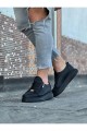 WG504 Erkek Günlük Bağcıklı Fermuarlı Cilt Spor Sneaker Ayakkabı CST - Siyah – Wagoon Erkek Ayakkabı