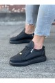 WG504 Erkek Günlük Bağcıklı Fermuarlı Cilt Spor Sneaker Ayakkabı CST - Siyah – Wagoon Erkek Ayakkabı