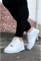 WG505 Erkek Günlük Bağcıklı Cilt Spor Sneaker Ayakkabı CBT - Beyaz – Wagoon Erkek Ayakkabı