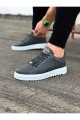 WG505 Erkek Günlük Bağcıklı Cilt Spor Sneaker Ayakkabı CBT - Gri
