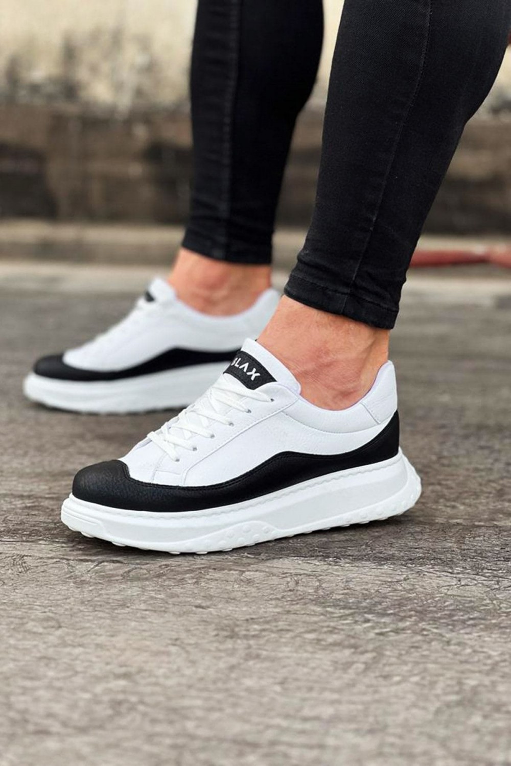 WG507 Erkek Günlük Bağcıklı Cilt Spor Sneaker Ayakkabı CBT - Beyaz/Siyah Erkek Ayakkabı WG507 Erkek Günlük Bağcıklı Cilt Spor Sneaker Ayakkabı CBT - Beyaz/Siyah – Wagoon Erkek Ayakkabı