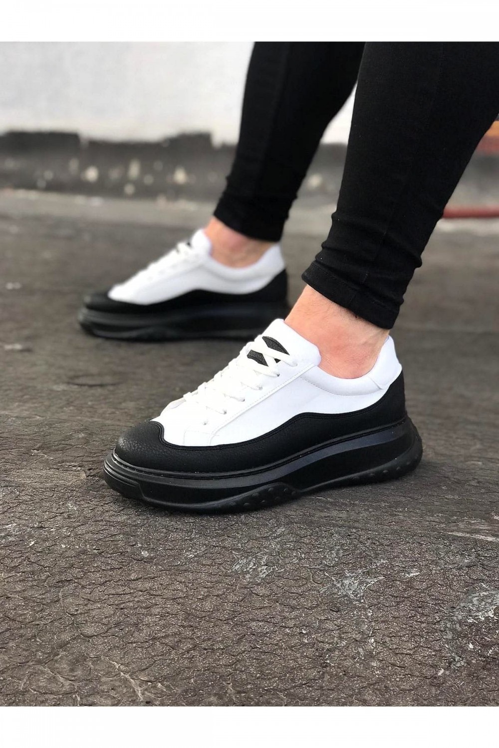 WG507 Erkek Günlük Bağcıklı Cilt Spor Sneaker Ayakkabı CST - Beyaz/Siyah Erkek Ayakkabı WG507 Erkek Günlük Bağcıklı Cilt Spor Sneaker Ayakkabı CST - Beyaz/Siyah – Wagoon Erkek Ayakkabı