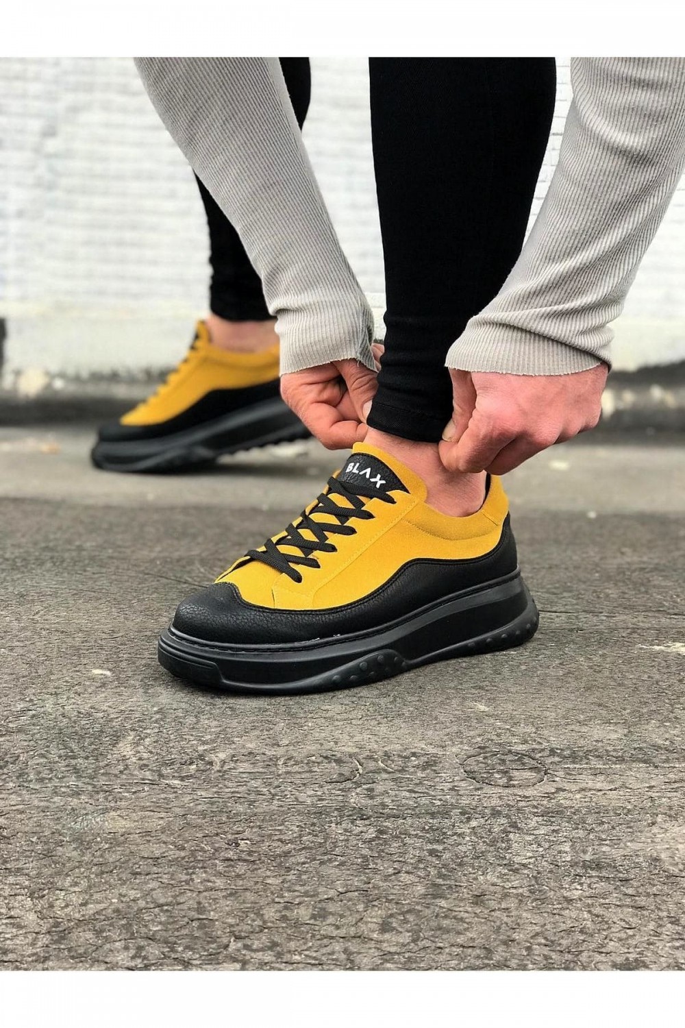 WG507 Erkek Günlük Bağcıklı Süet Cilt Spor Sneaker Ayakkabı SCST - Sarı/Siyah Erkek Ayakkabı WG507 Erkek Günlük Bağcıklı Süet Cilt Spor Sneaker Ayakkabı SCST - Sarı/Siyah – Wagoon Erkek Ayakkabı